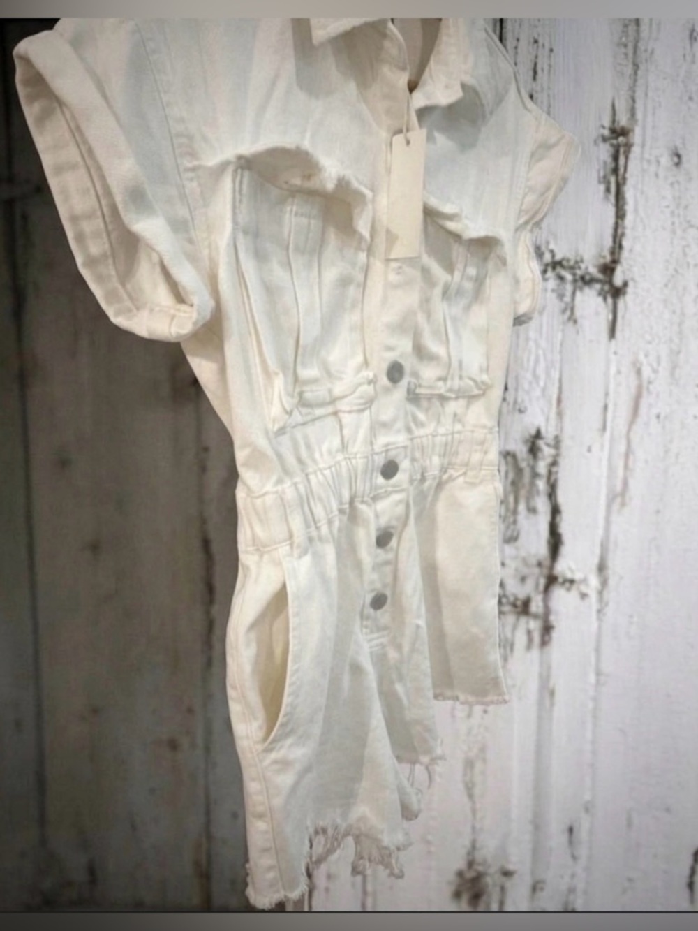Blank NYC White Utility Short-Sleeve Romper - Picture 3 of 15